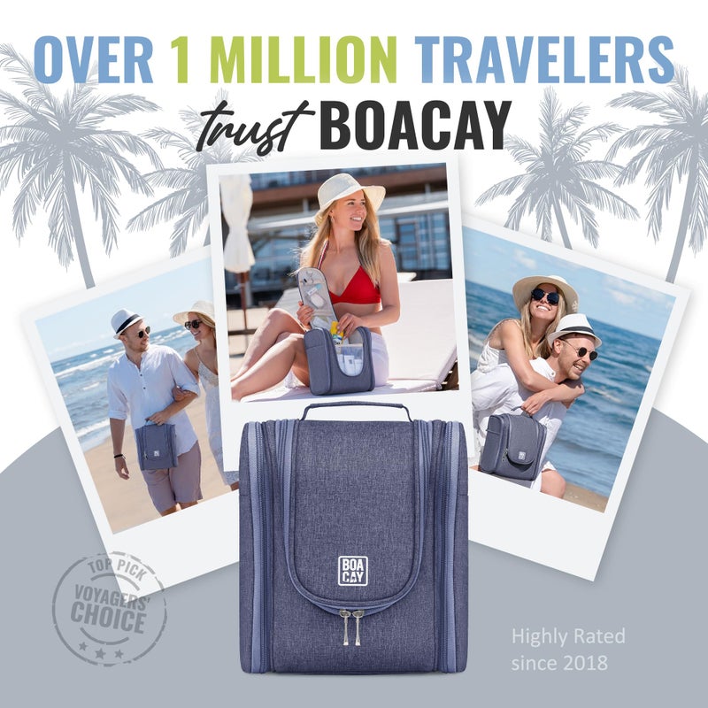 BOACAY Hanging Travel Toiletry Bag for Women and Men, Makeup Bag, Bathroom & Shower Organizer Kit for Accessories, Cosmetics, Travel Essentials - Image 5